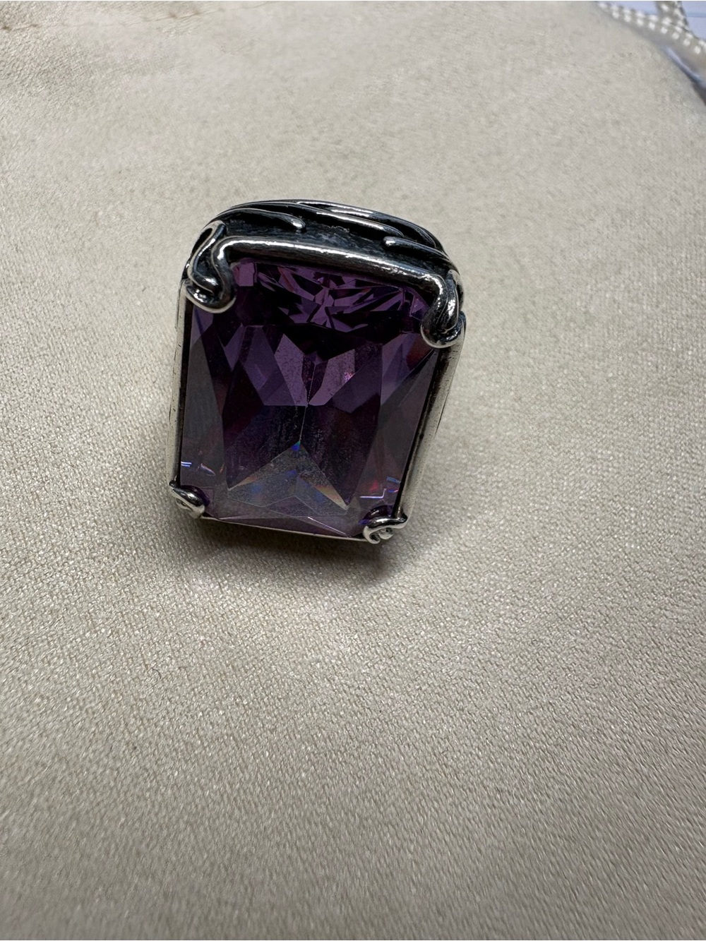 Silpada Sterling Silver Purple Emerald-Cut Crystal Ring
